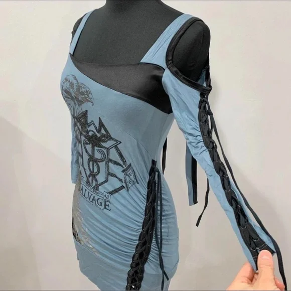 Salvage Dress Blue , made by Salvage Clothing is in excellent condition - Picture 3 of 4